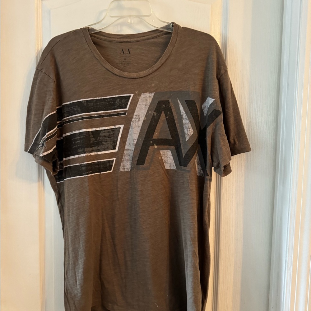 Armani Exchange Brown Short Sleeve Tee with Graphic Design